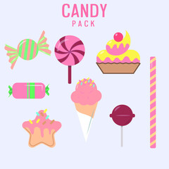 CandyPack: Linear Candies and Sweets | Lineal color love colletion vector, food full color