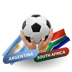 Soccer football competition match, national teams argentina vs south africa