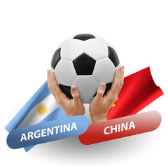 Soccer football competition match, national teams argentina vs china