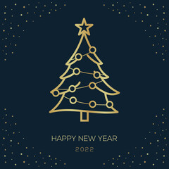 New Year greeting card design template. Vector illustration.