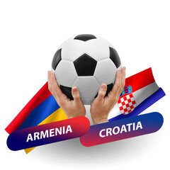 Soccer football competition match, national teams armenia vs croatia