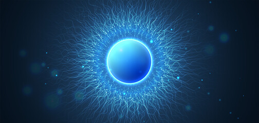 Obraz na płótnie Canvas Sperm swim to ovum cell. Sperm and egg cell. Sperm approaching egg cell. Laboratory science concept. Vector illustration.