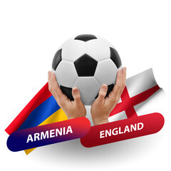Soccer football competition match, national teams armenia vs england