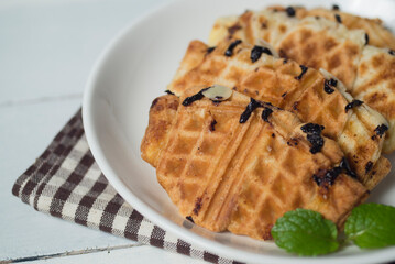 Croffle or croissant waffle, Korean food which become popular and trend in Indonesia now-days