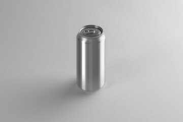 Blank beer can, front view, on a white background, craft beer mockup templates, with empty space to...