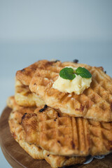 Croffle or croissant waffle, Korean food which become popular and trend in Indonesia now-days