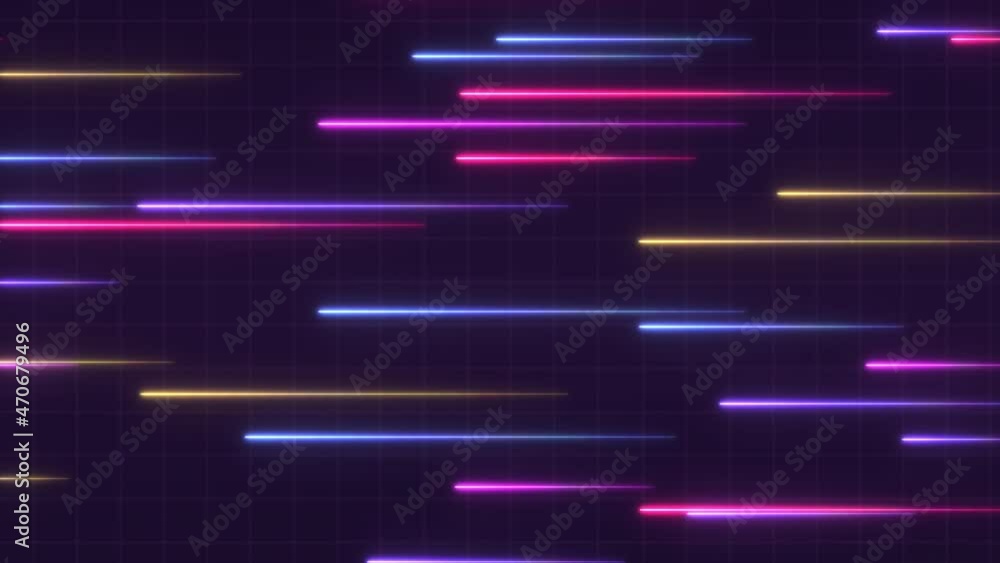 Poster abstract neon lines loop animation. modern background, seamless motion design, screensaver, backdrop