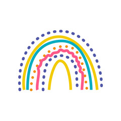 Rainbows in the boho style. Arc line Doodles Arc clipart. A suitable for baby, newborn cute prints of postcards, textiles, tee, decoration of children s rooms. Vector illustration.