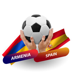 Soccer football competition match, national teams armenia vs spain