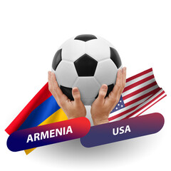 Soccer football competition match, national teams armenia vs usa
