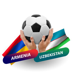 Soccer football competition match, national teams armenia vs uzbekistan