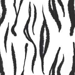 Seamless pattern black tiger skin print. Watercolor illustration. Abstract sketch artwork