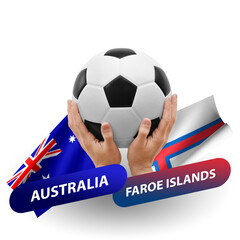 Soccer football competition match, national teams australia vs faroe islands