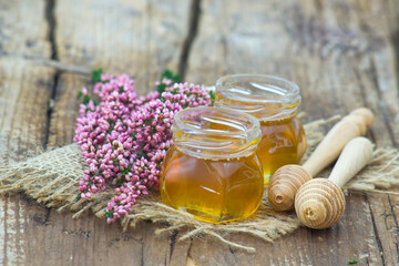 herbal honey with heather flowers