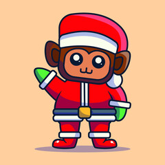 cute animals celebrating christmas wearing santa claus uniform