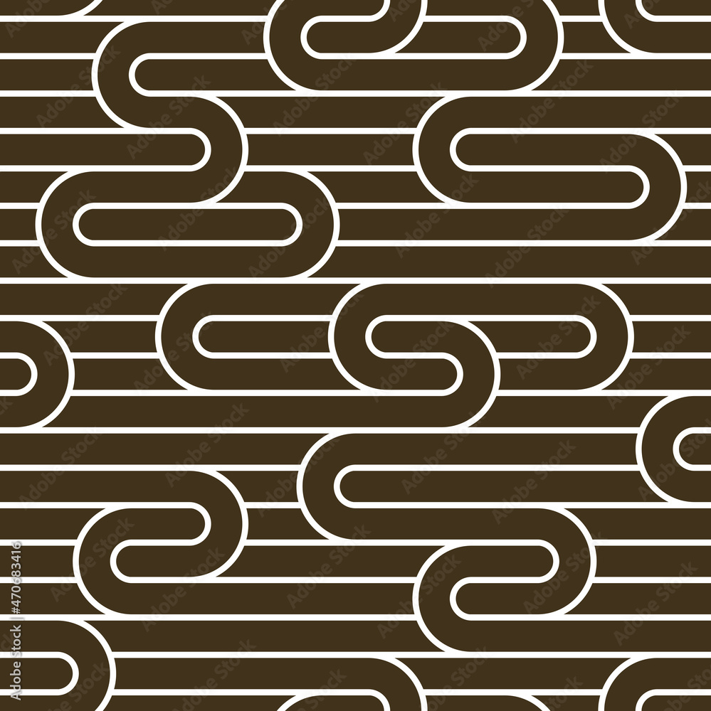 Poster seamless pattern with twisted lines, vector linear tiling background, stripy weaving, optical maze, 
