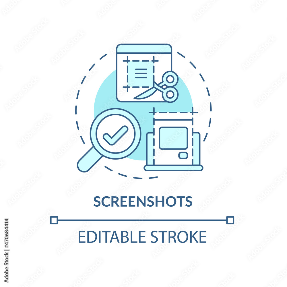 Poster screenshots blue concept icon. capture work software screen on computer display. employee monitoring