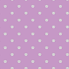 Cute cats on a lilac background, pattern