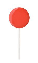Front view of red round fruit lollipop