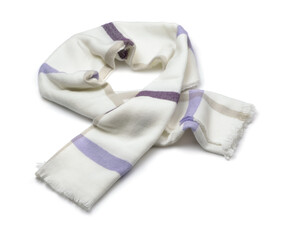 Soft white plaid wool scarf