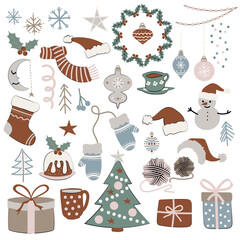 Cartoon set of Christmas accessories