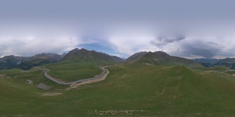 360 panorama of the Caucasus Mountains, Gudauri, Georgia