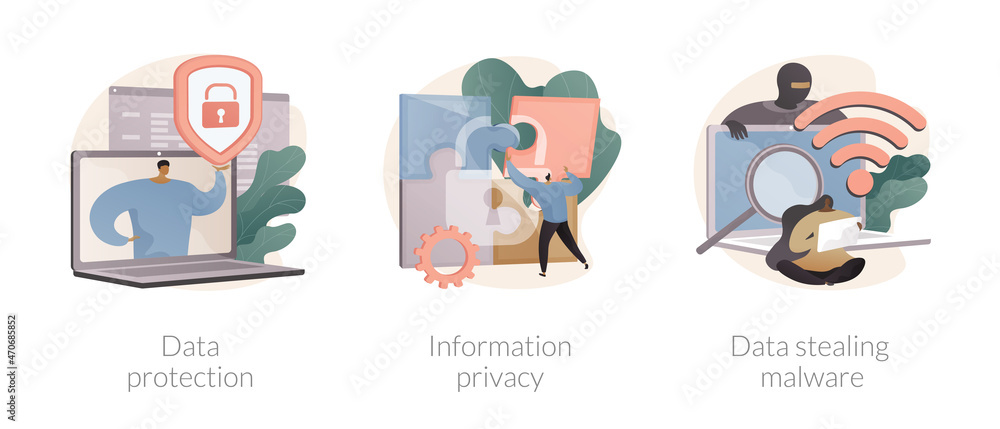 Poster digital security abstract concept vector illustrations.