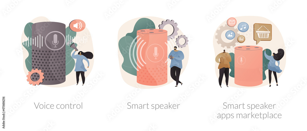 Wall mural Speech recognition technology abstract concept vector illustrations.