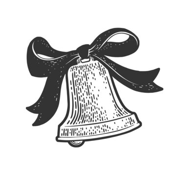 recommend clip art: Christmas bell sketch engraving vector illustration. T-shirt apparel print design. Scratch board imitation. Black and white hand drawn image.