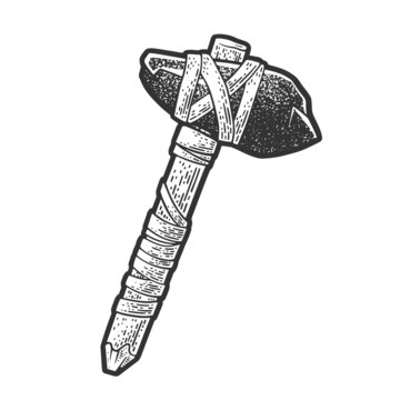 recommend clip art: stone ax sketch engraving vector illustration. T-shirt apparel print design. Scratch board imitation. Black and white hand drawn image.