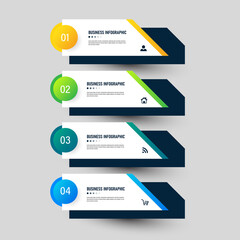 Four steps Infographics banner design template.	
