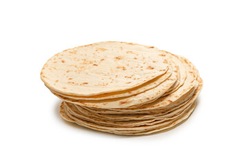 Grilled pitta bread isolated on white background.