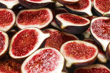 Tasty figs background. Top view.