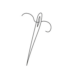 Simple coloring page. Needle. Vector illustration in hand drawn style isolated single. Sewing element