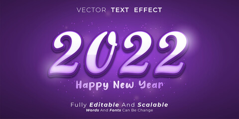 Creative new year banner with editable 2022 numbers on purple theme