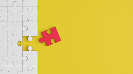 Jigsaw puzzle action background. 3D render illustration.