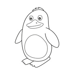 Simple coloring page. Vector illustration of Penguin cartoon - Coloring book for kids