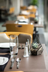 table setting in restaurant