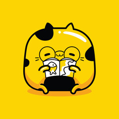 cute cat character storyteller profession