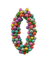 Festive Christmas ornament typeface the character 0