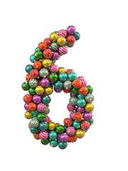 Festive Christmas ornament typeface the character 6