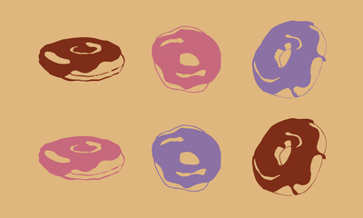 Hand-drawn Donuts vector set