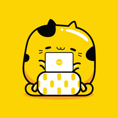 cute cat character graphic designer profession