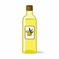 Olive oil bottle on white background.