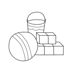 Simple coloring page. Kids toys. Black and white outline for coloring. Vector on white
