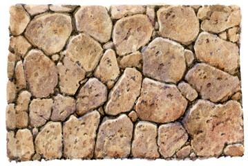 Light brown stone wall. Stone background of rough stones of light brown color. The texture of the stone with cracks.