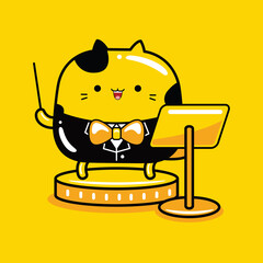 cute cat character conductor  profession