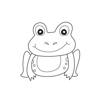Simple coloring page. Vector illustration Cute Frog. Isolated on white background. Can be used for coloring book