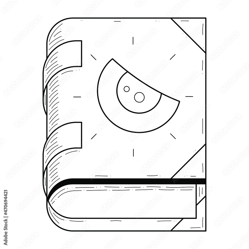 Poster abstract black simple line book with eye doodle outline element vector design style sketch isolated 