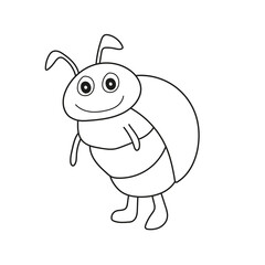 Simple coloring page. Outlined beetle. Vector line art illustration coloring page on white